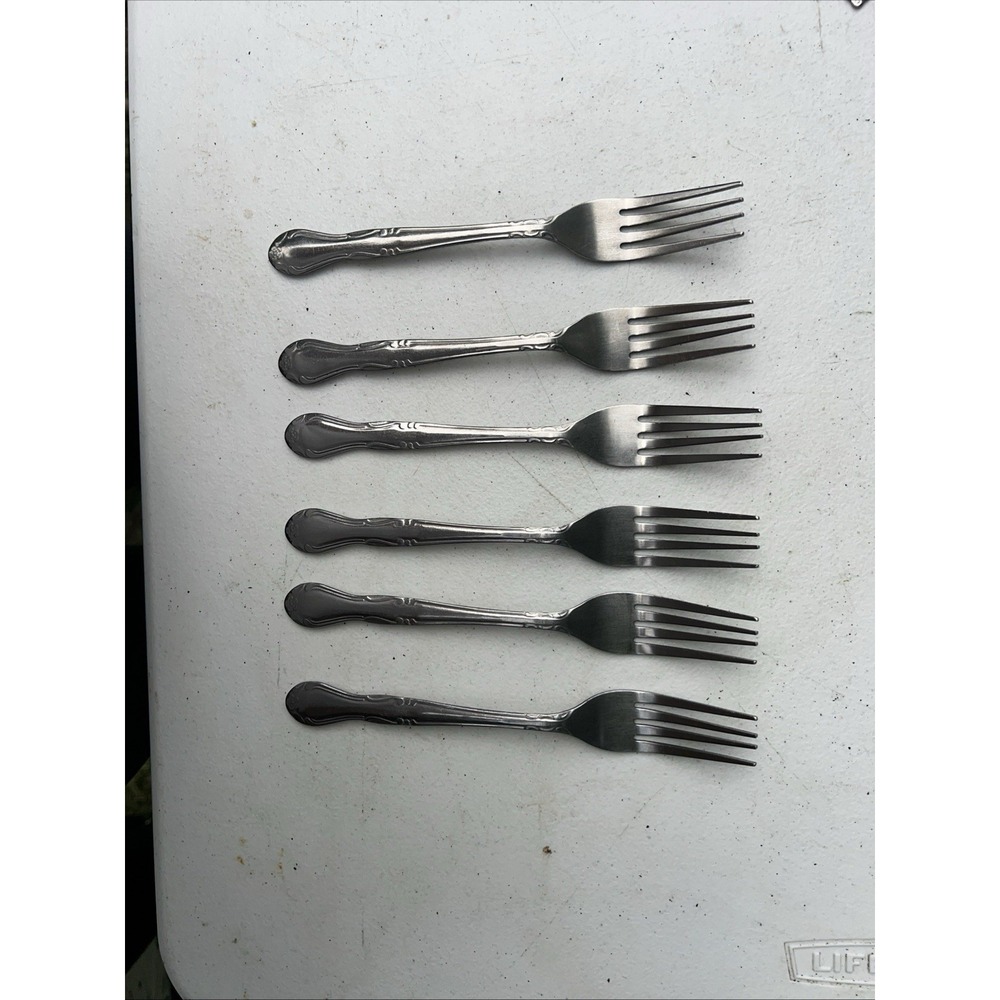 SET 6 DINNER  FORKS! Vintage ROSA LINDA stainless: By Libertyware